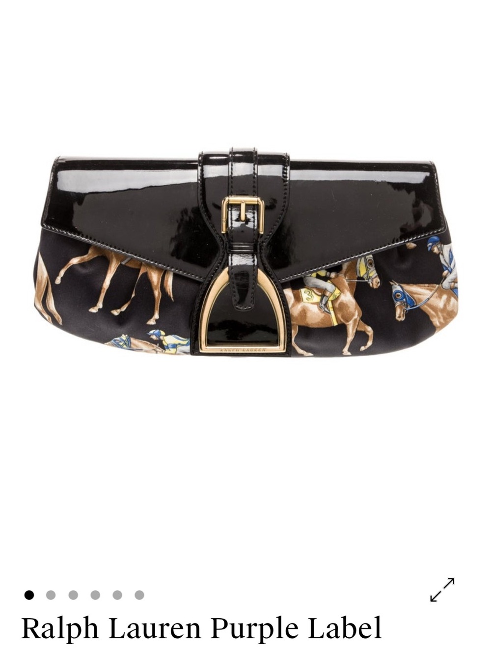 IN SEARCH OF: Ralph Lauren Purple Label Black Horse-Print Patent Clutch